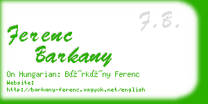 ferenc barkany business card